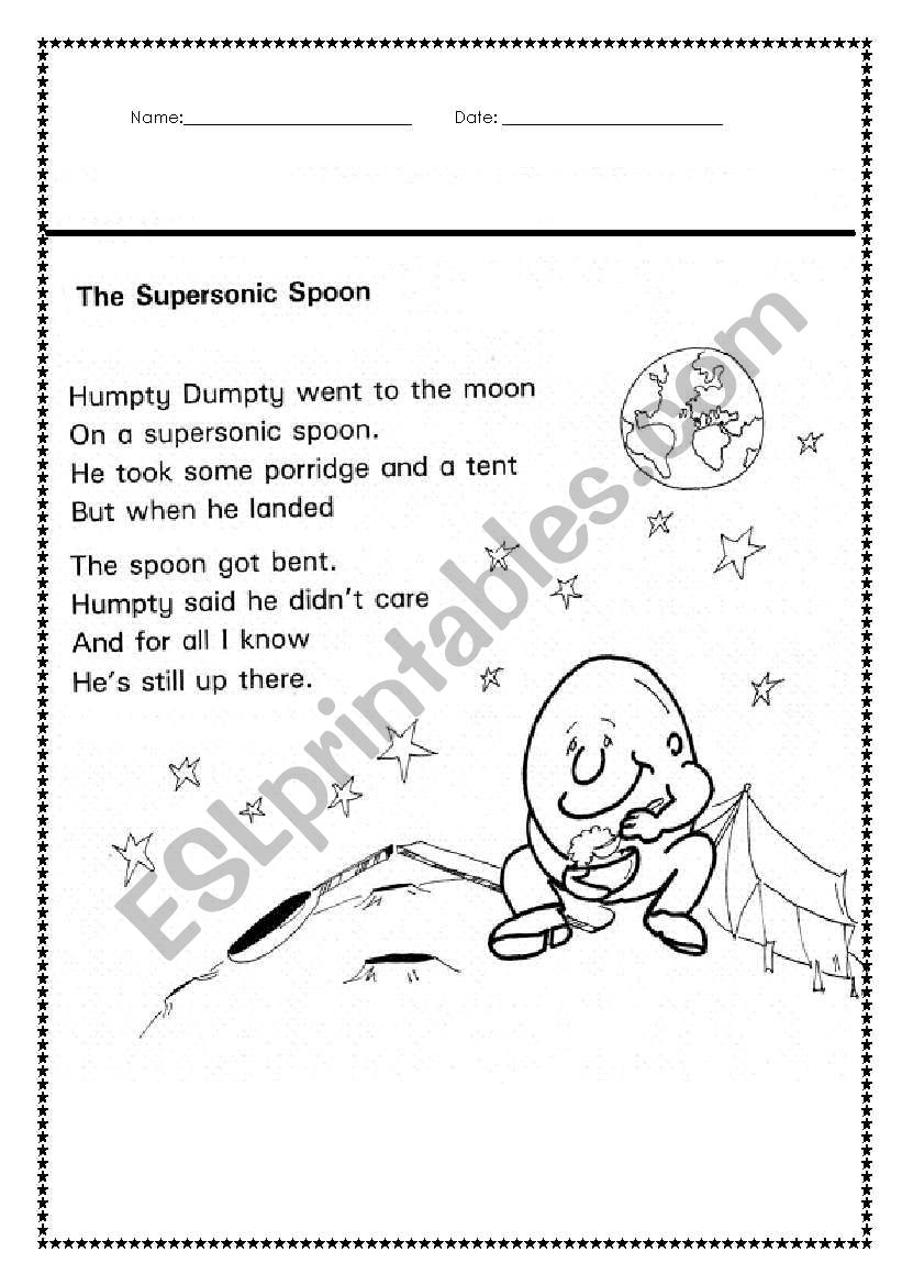 Humpty new version worksheet