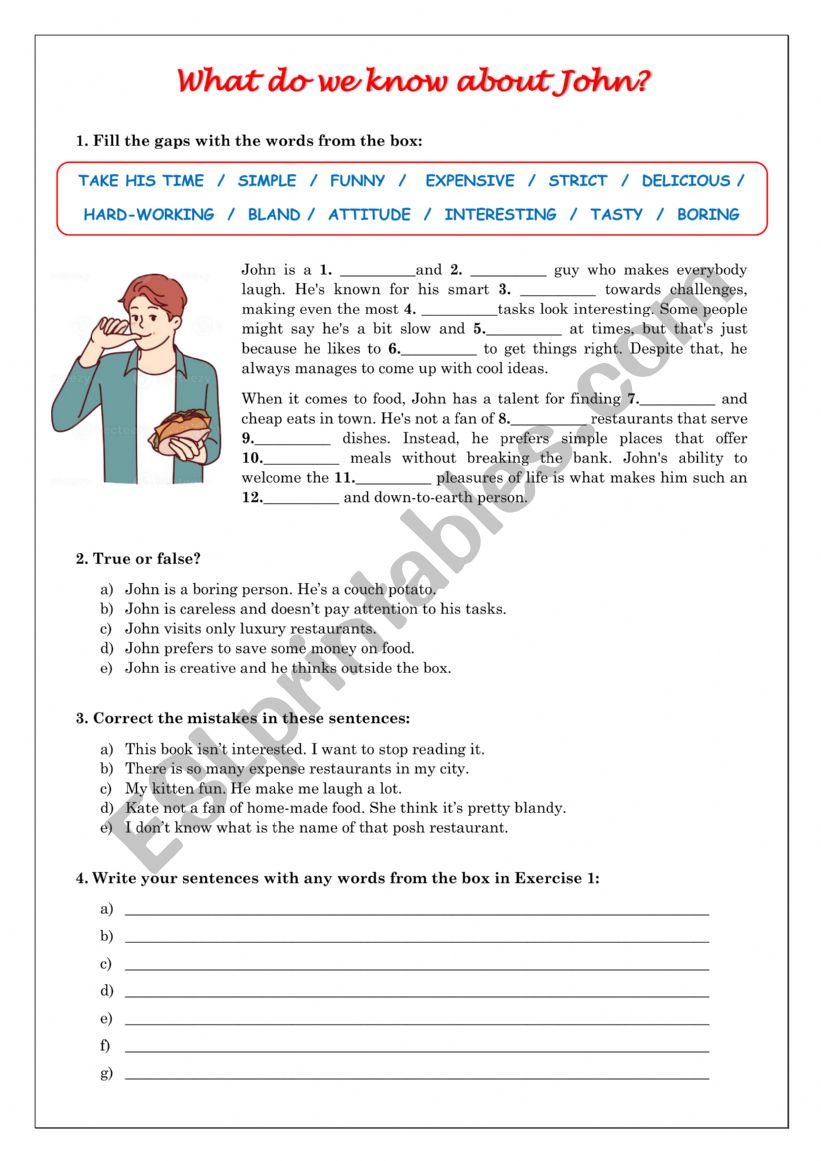 Adjectives to describe personality and things