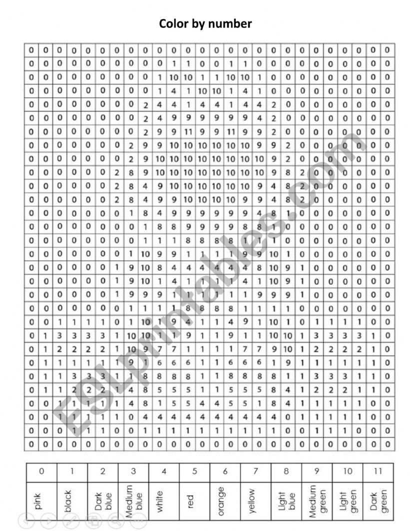 Color by number Yoshi worksheet