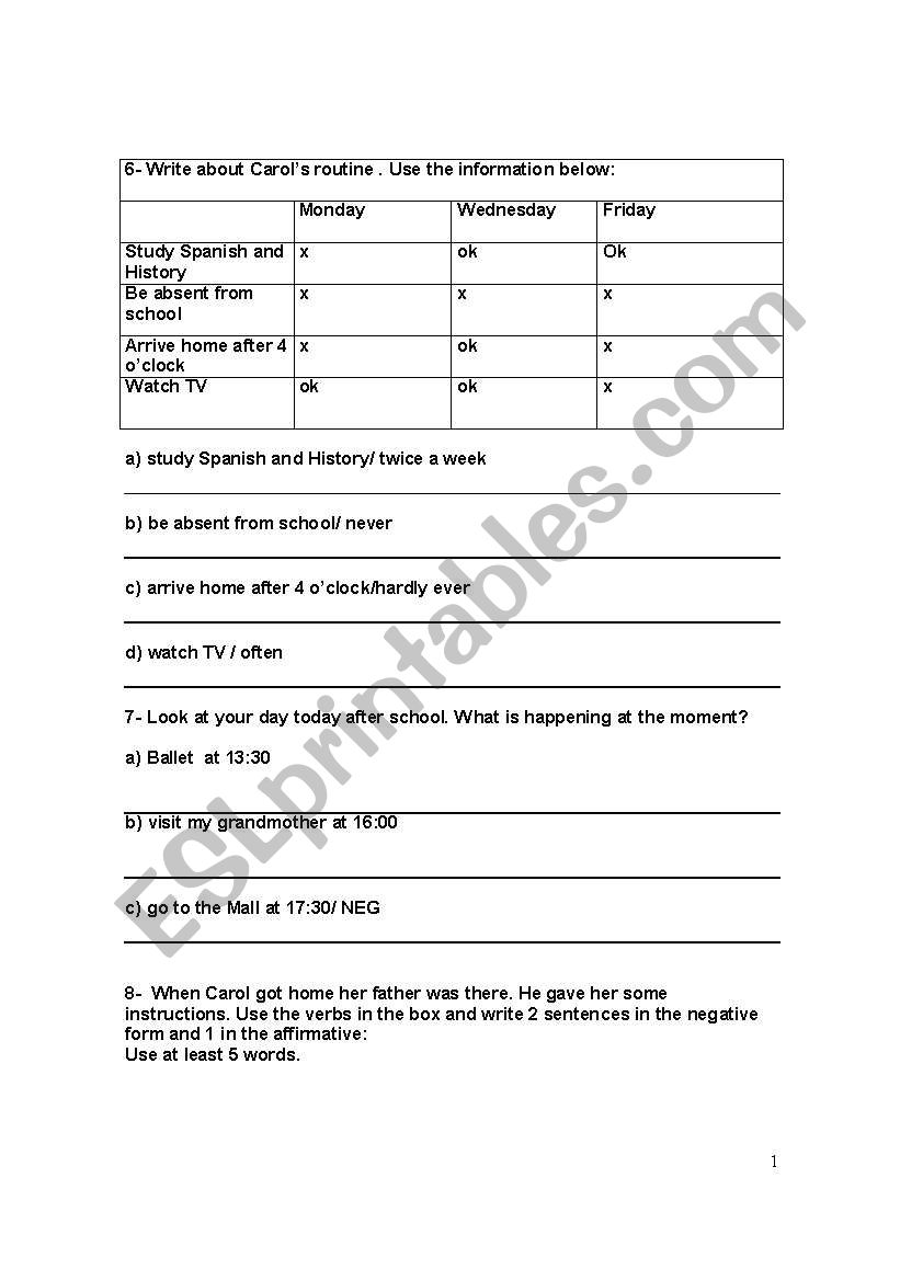 present simple and past simple exercises