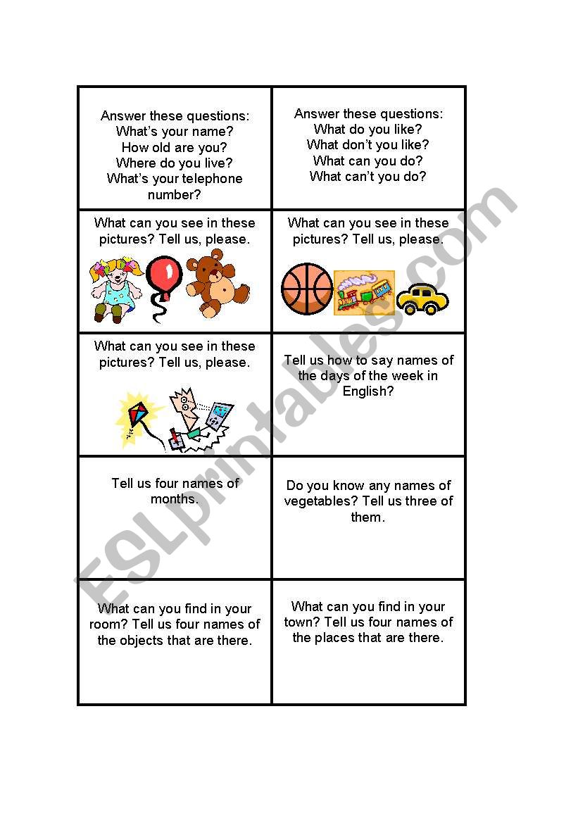 GAME TO REVISE VOCABULARY worksheet