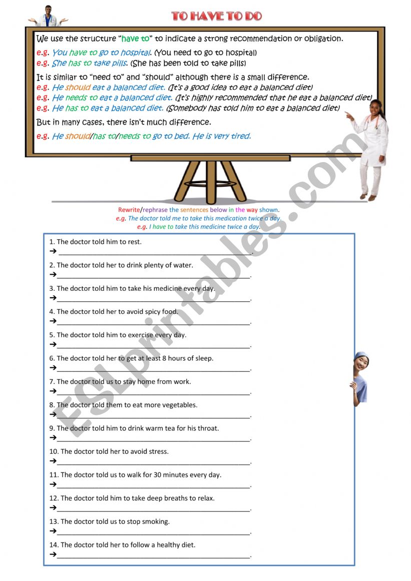 Have to - Medical context  worksheet
