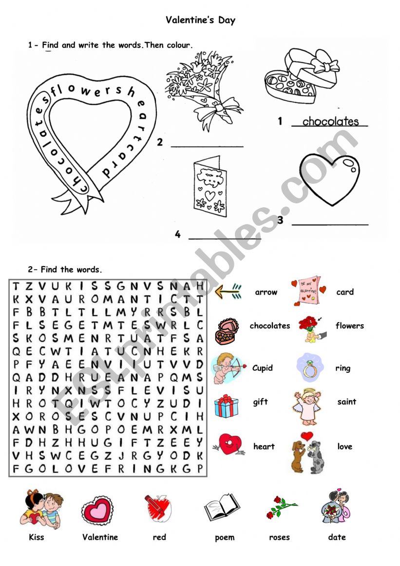 ValentineÂ´s day worksheet worksheet