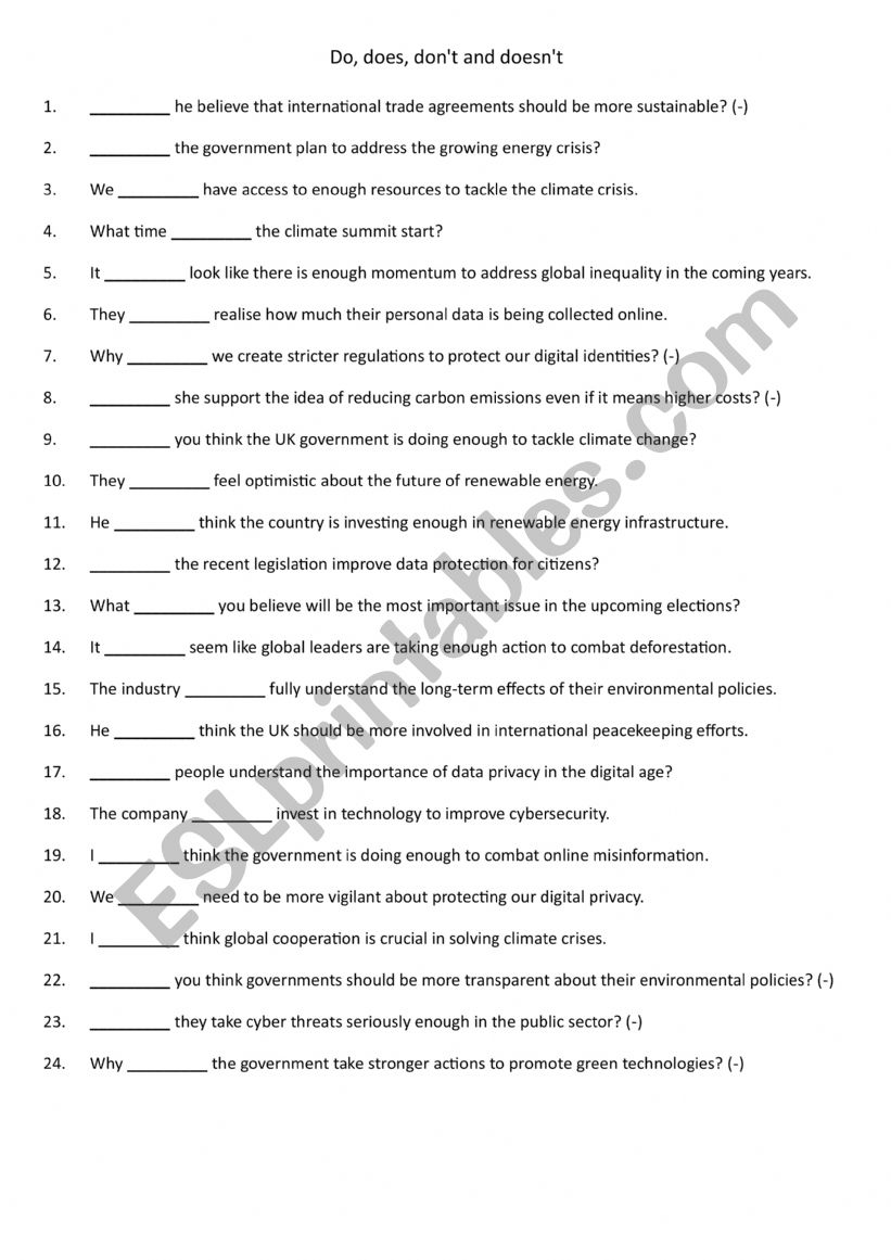 Do, does, don�t and doesn�t 4