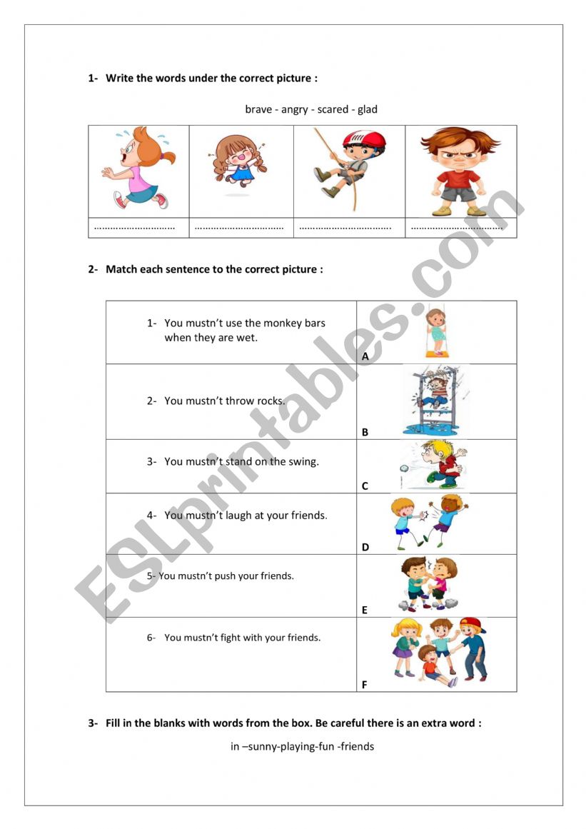 Playground worksheet