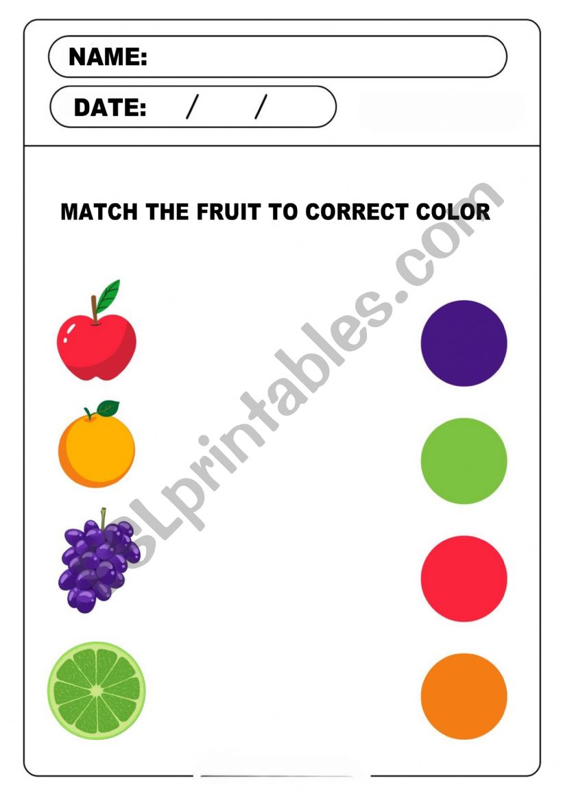 Match the fruit to correct color.