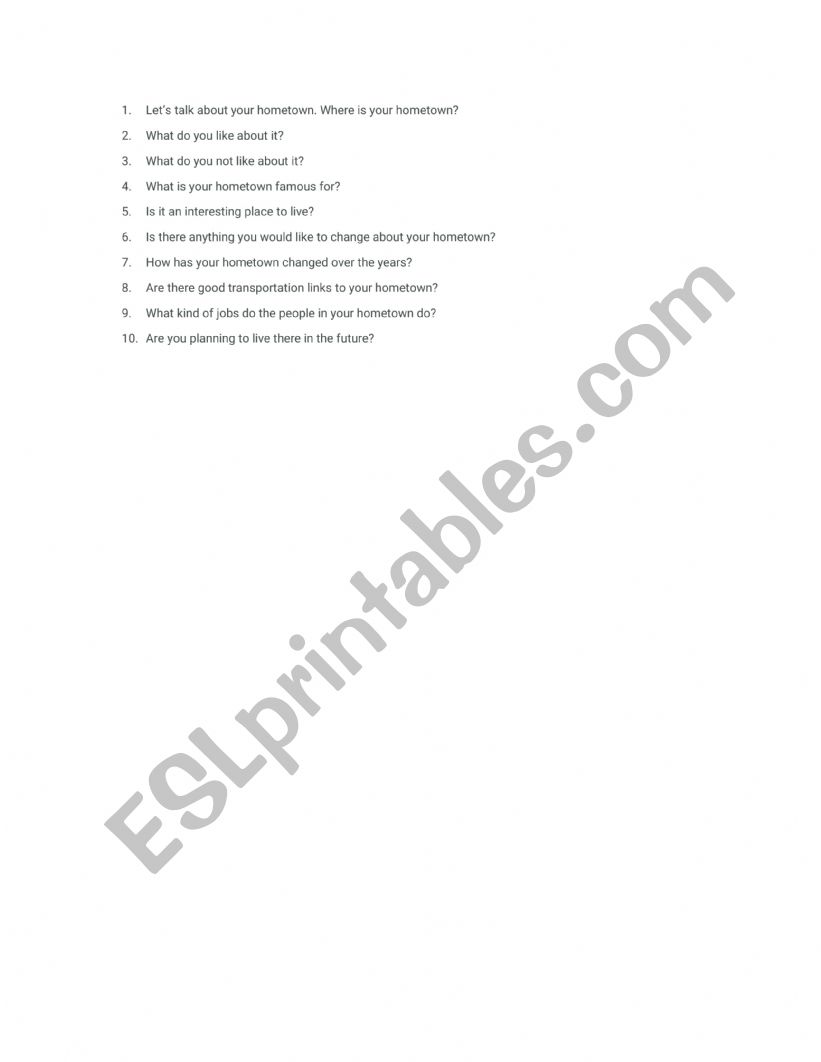 IELTS basic speaking worksheet