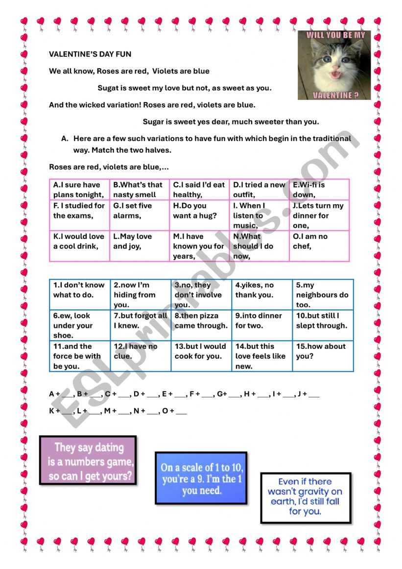 VALENTINE�S DAY FUN WORKSHEET