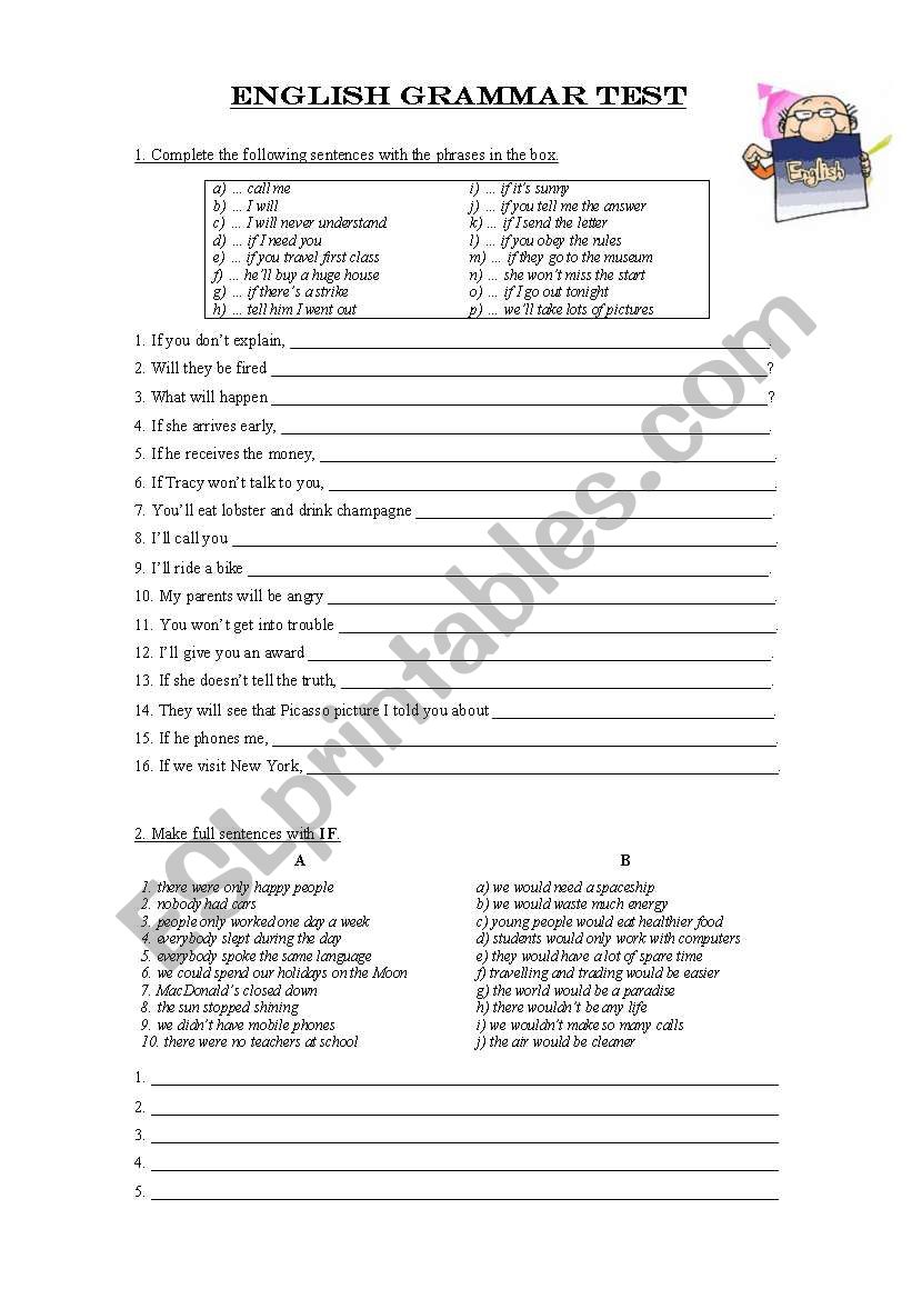 If-clauses + verbs worksheet