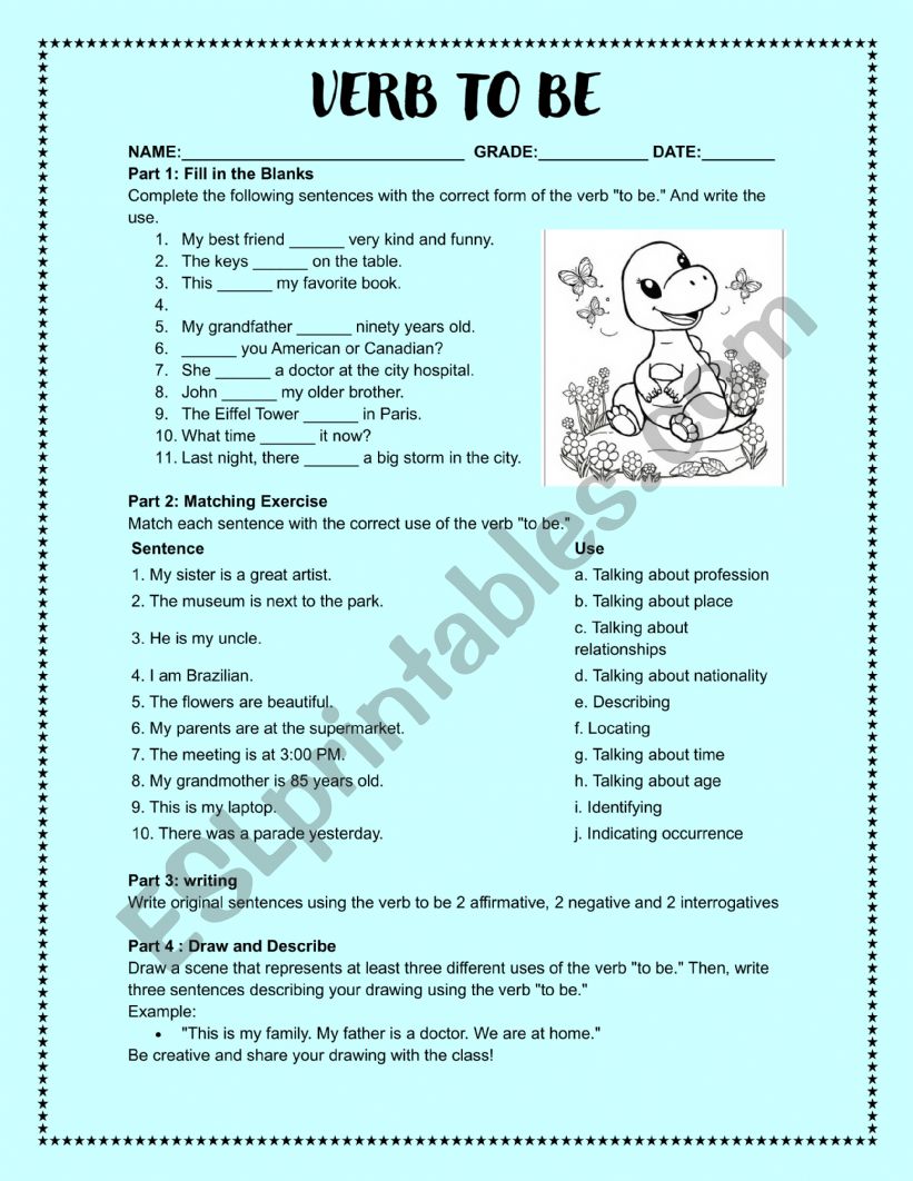 VERB TO BE worksheet