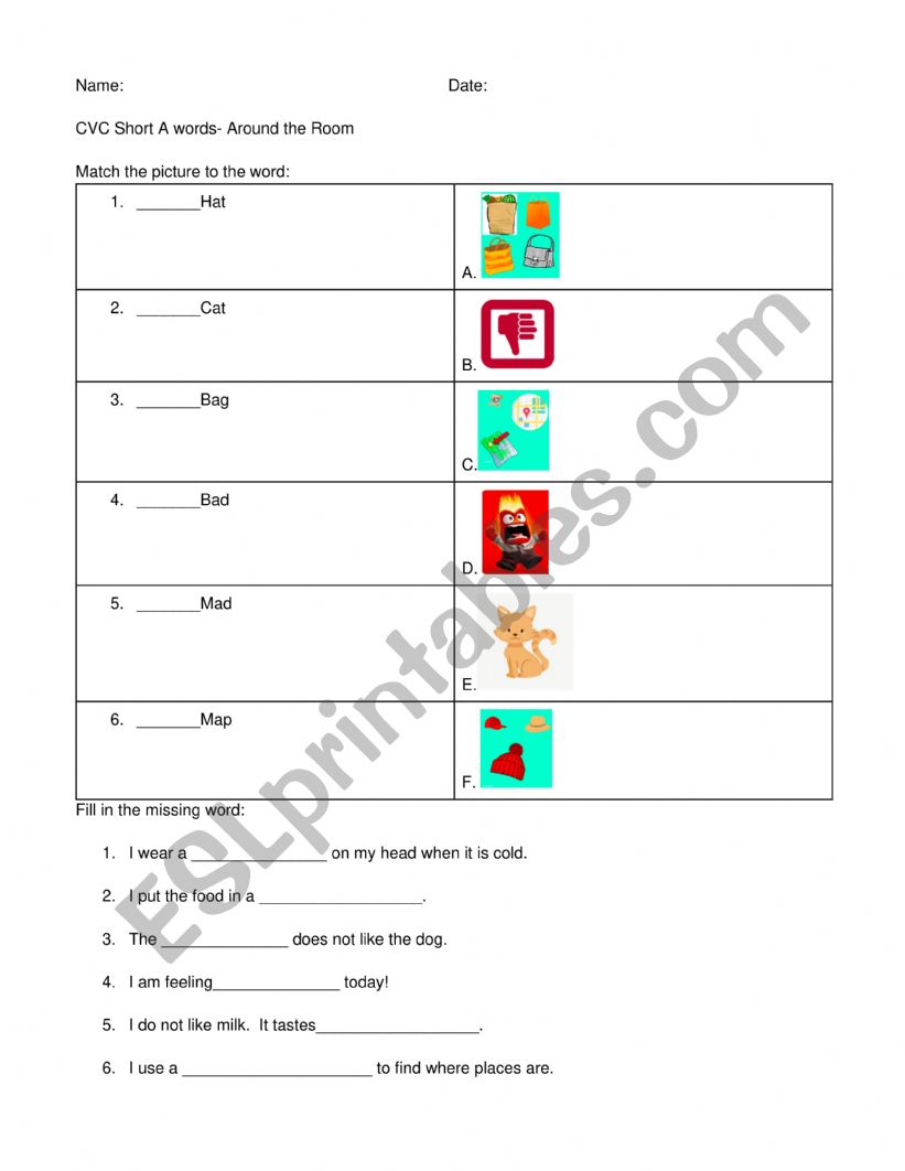 CVC words  worksheet