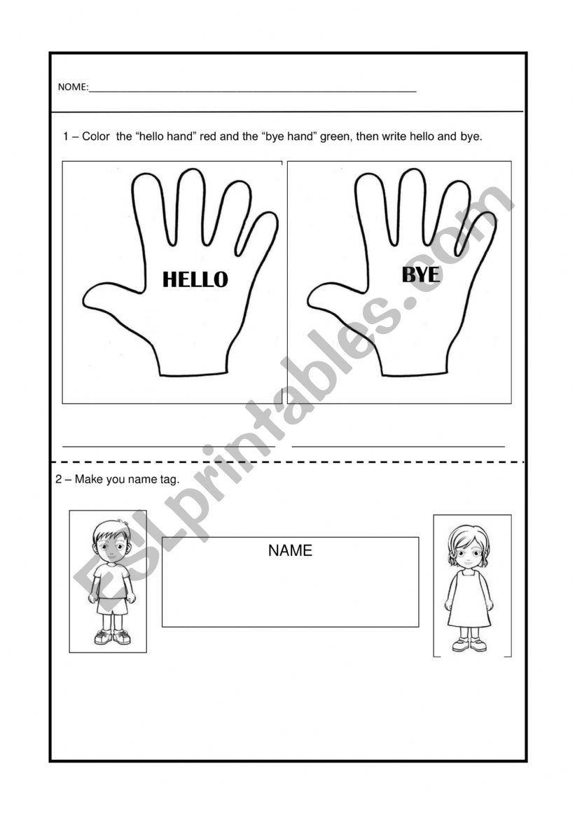 Hello / Bye worksheet