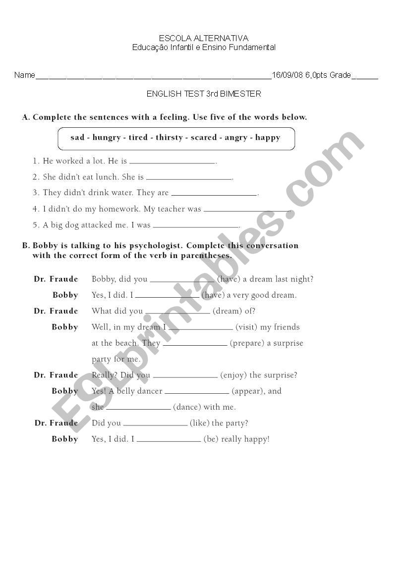 How to describe a person worksheet