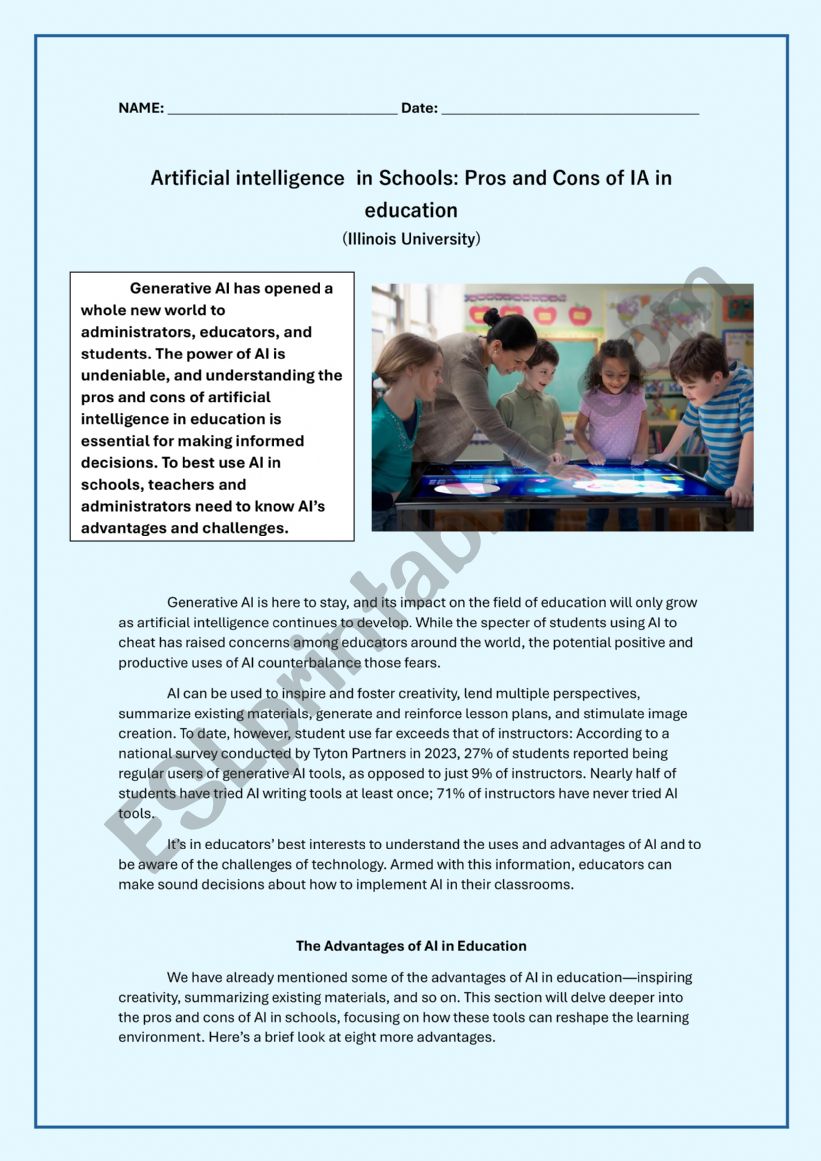 The use of AI in the classroom