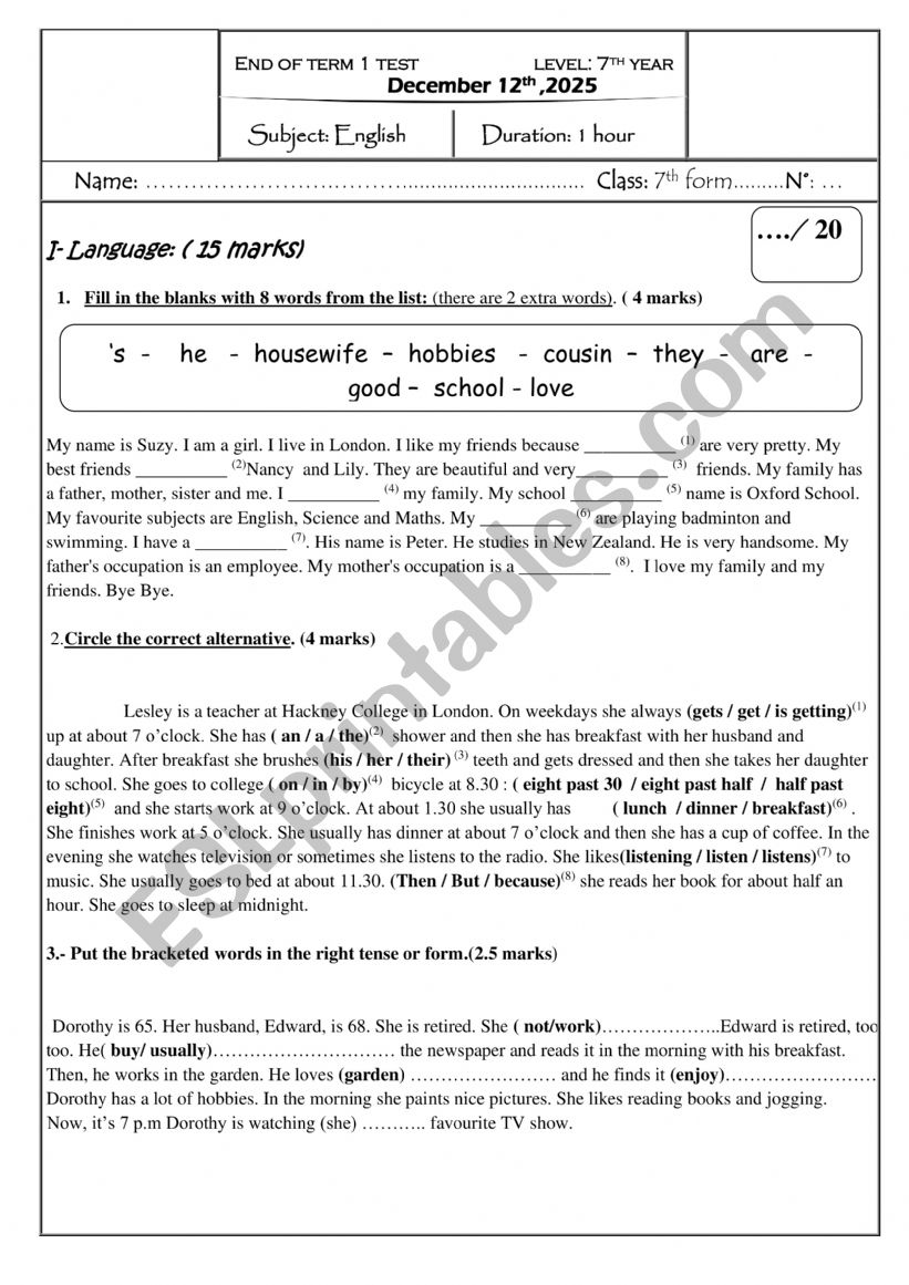 mid-term test 1 worksheet
