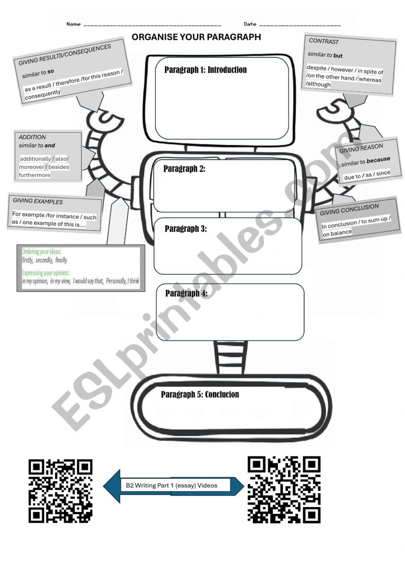essay organizer worksheet