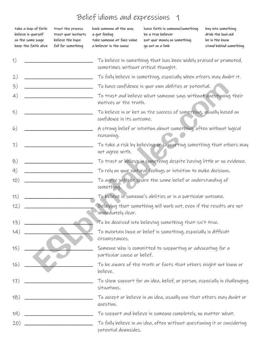 B1+-C1 Belief idioms and expressions   1