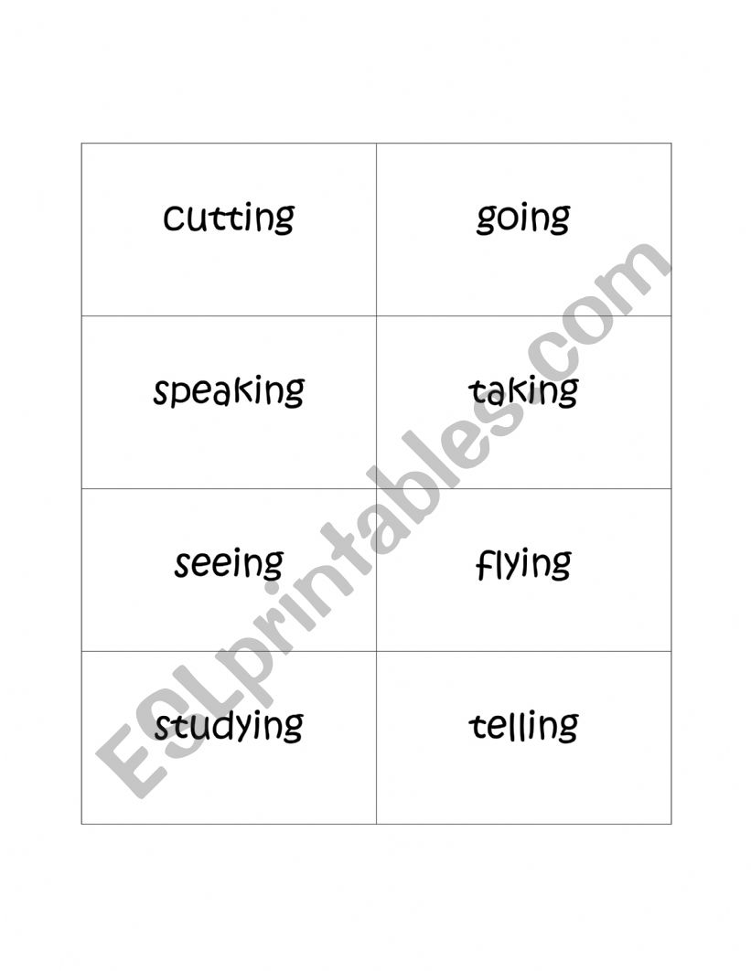 Bingo verbs worksheet