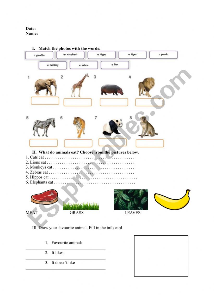 Zoo Animals worksheet