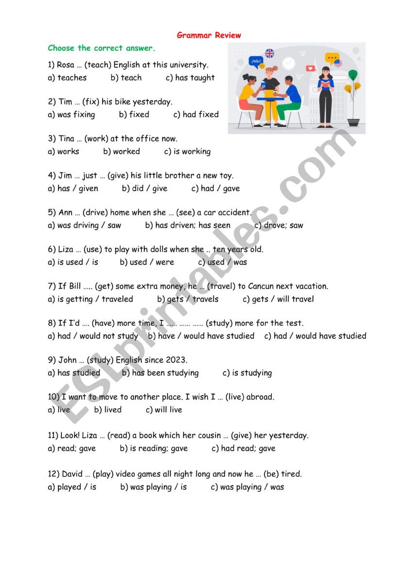 Mixed tenses worksheet