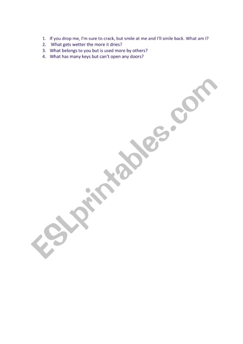 riddles worksheet