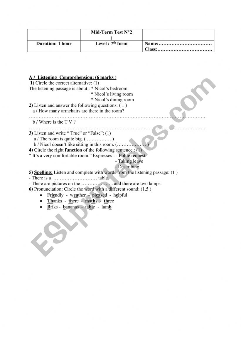 mid term test 2 worksheet
