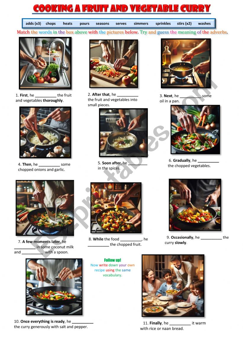 cooking a curry worksheet