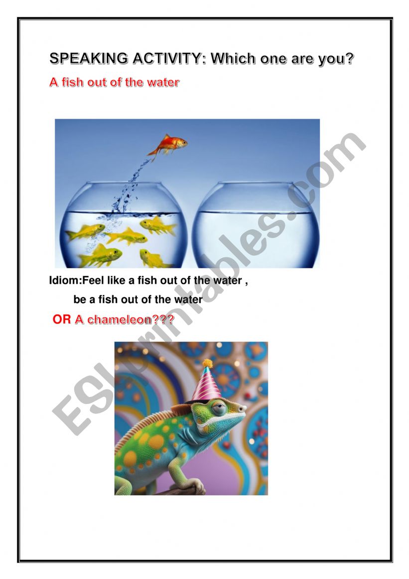 how adaptable are you??? worksheet