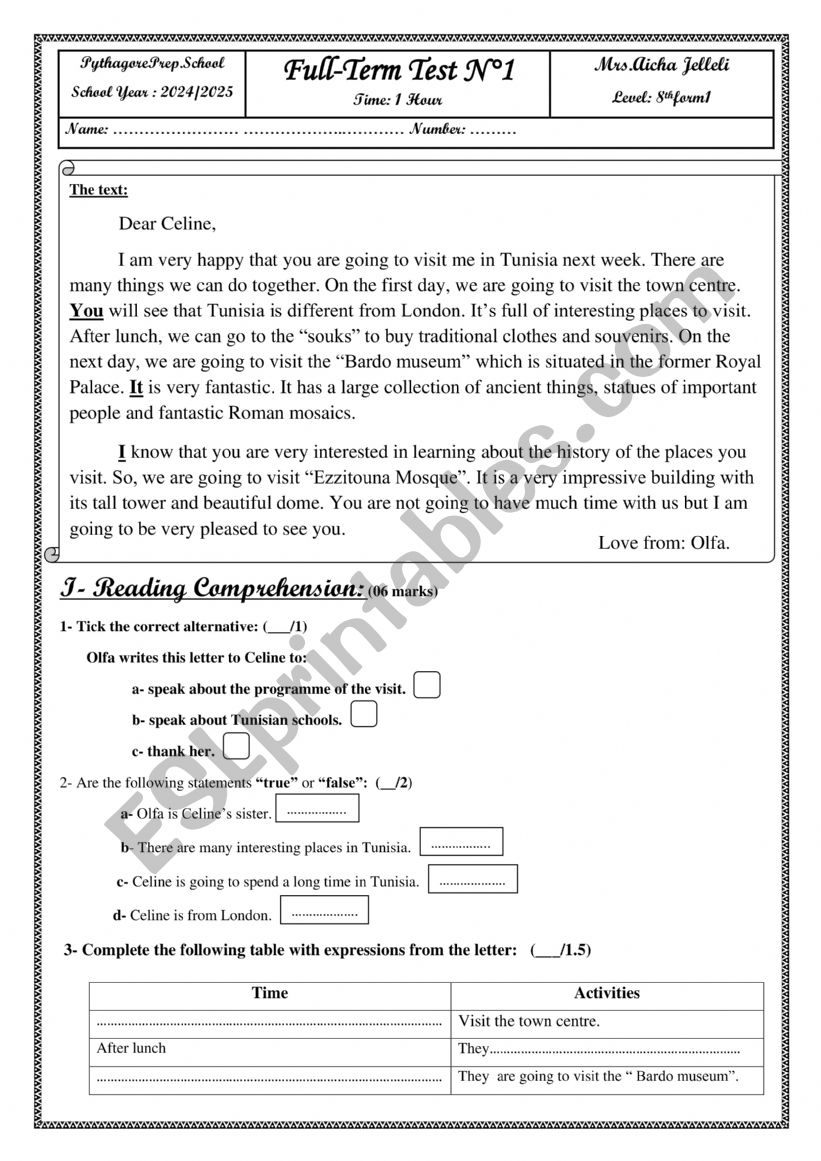 mid term test2 worksheet