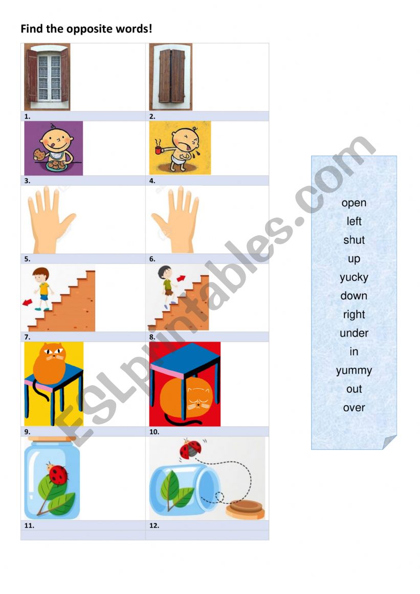 Opposite words 1 worksheet