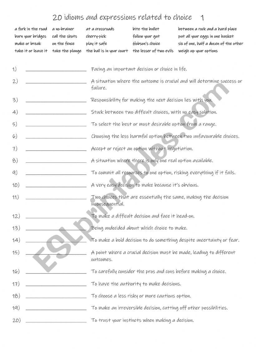 B1+-C1 Choice idioms and expressions  1