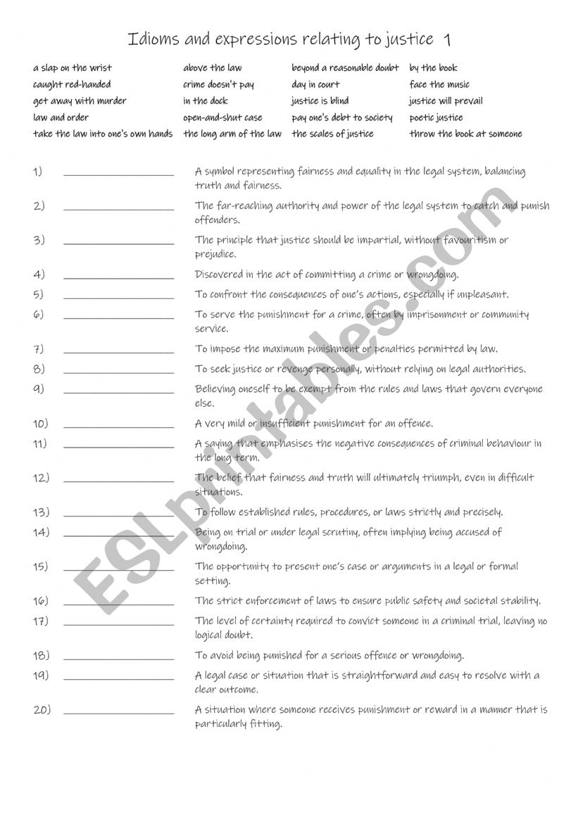 B1+-C1 Idioms and expressions relating to justice  1