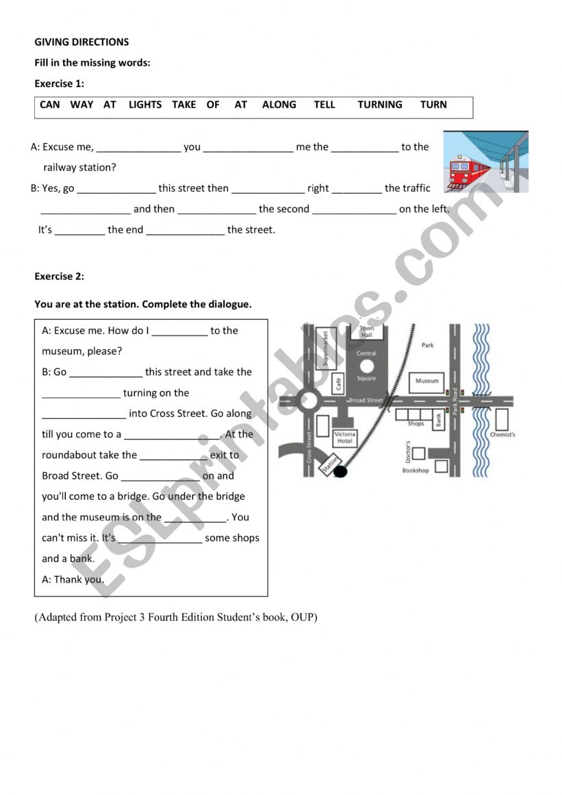 Giving directions worksheet
