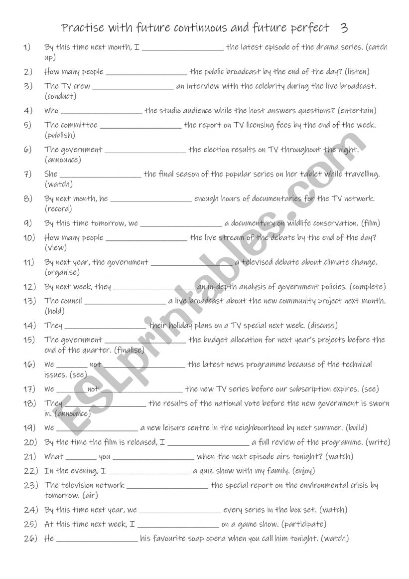 A2-B1 Practise with future continuous and future perfect   3