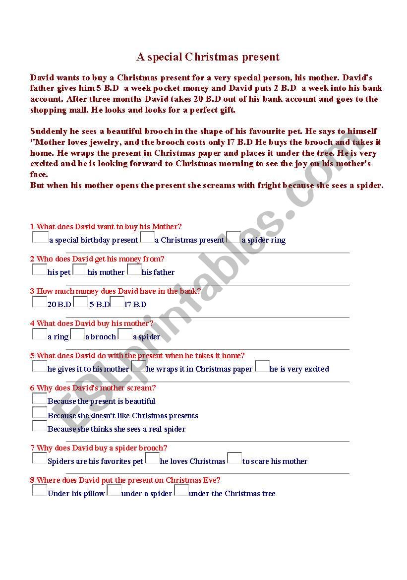 birthday gift worksheet