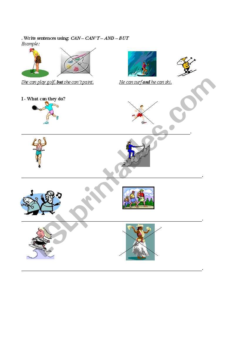 Can / Canīt  -  And / But worksheet Can / Canīt  -  And / But worksheet