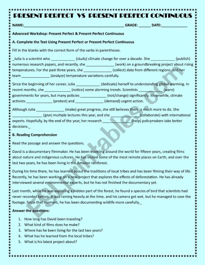 PRESENT PERFECT VS PRESENT PERFECT CONTINUOUS