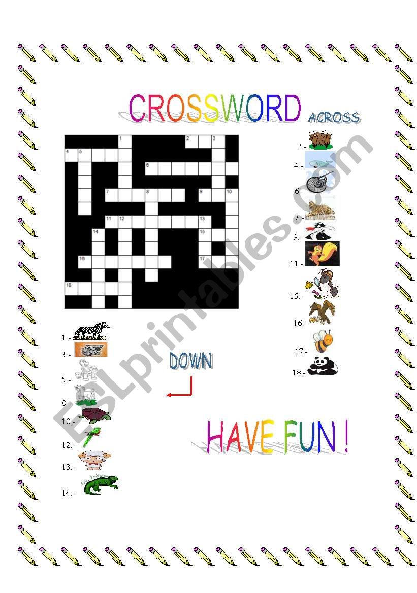 ANIMAL CROSSWORD worksheet