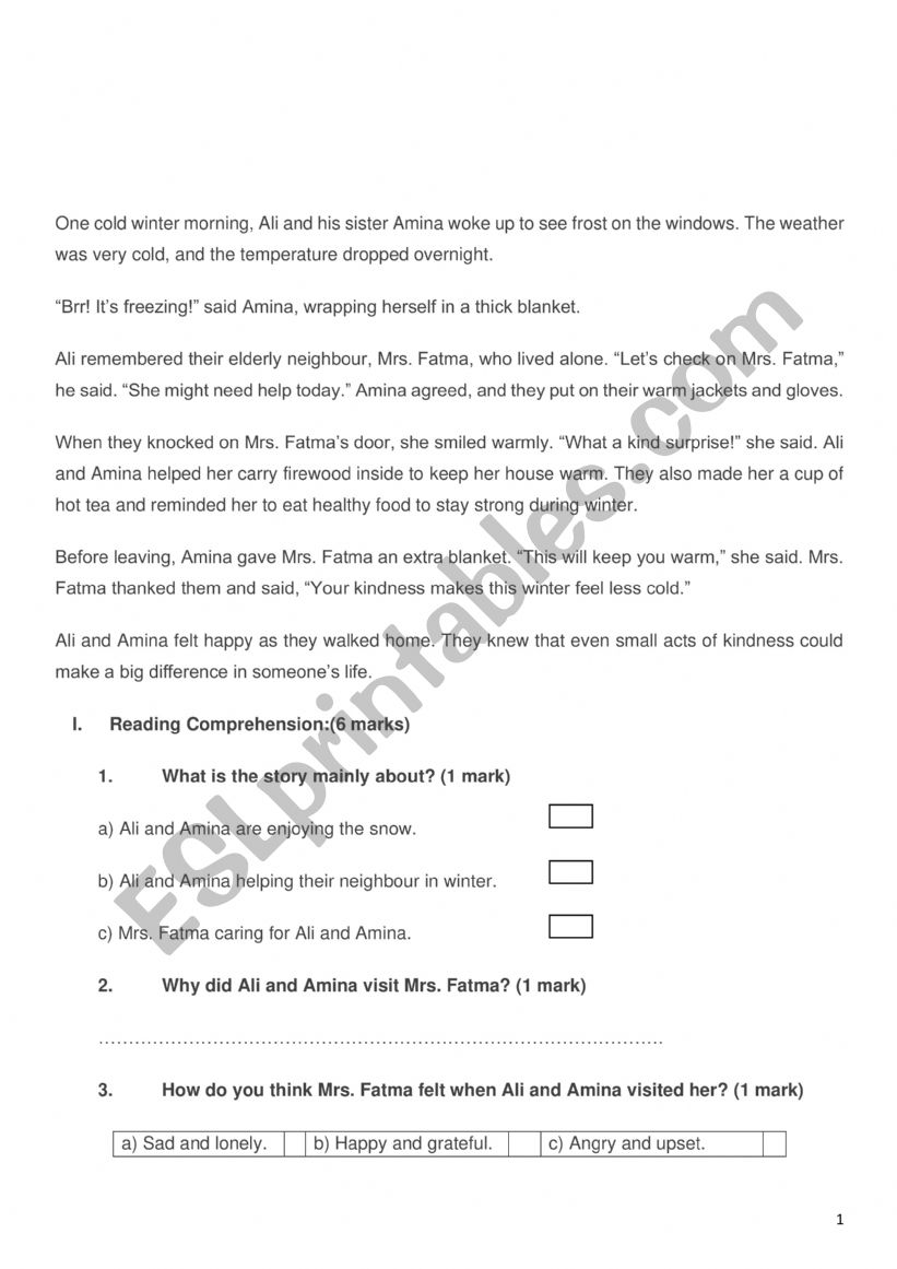 6th grade evaluation  worksheet