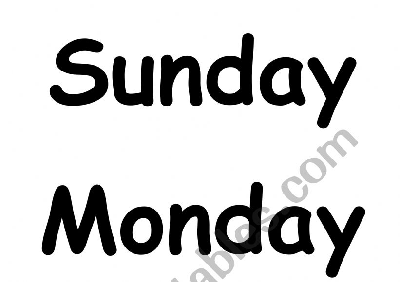 Days of the week worksheet