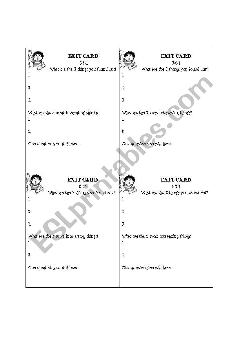 EXIT CARD worksheet