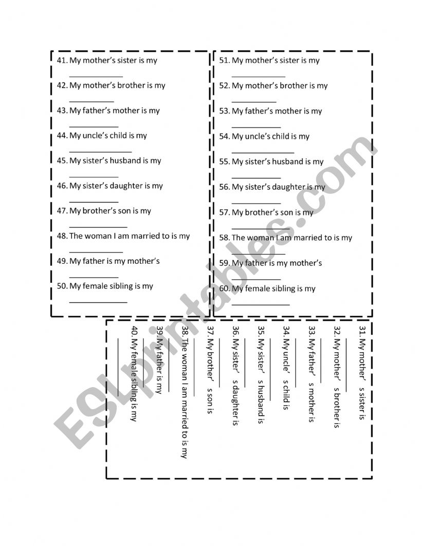 Family Members Easy Worksheet worksheet