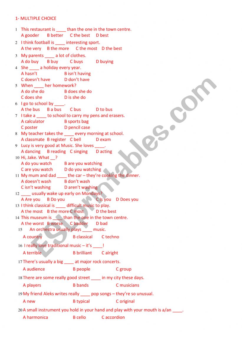 General Revision Units 4, 5 and 6 Wider World 1