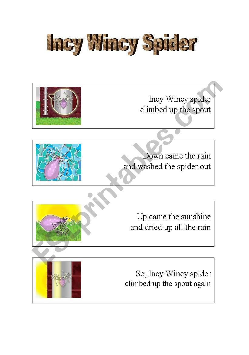 Incy Wincy Spider worksheet