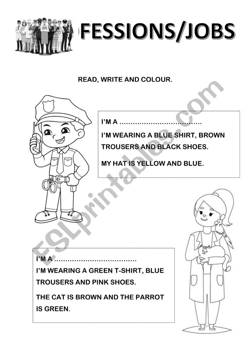Profesions and clothes  worksheet