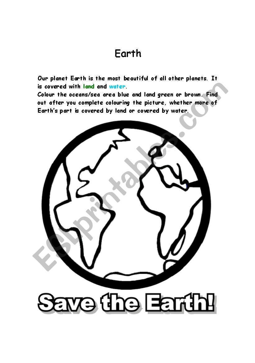 Our Planet Earth - ESL worksheet by Aiyana Pertaining To Planet Earth Freshwater Worksheet