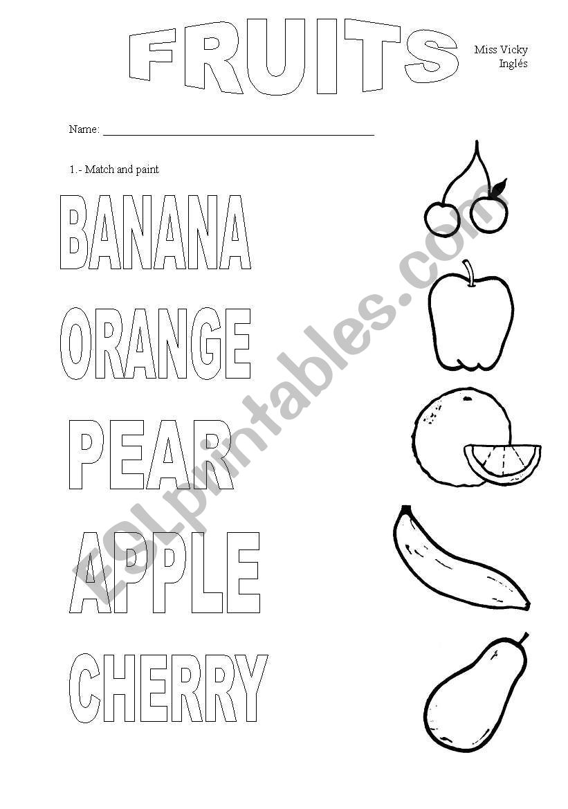 Fruits vocabulary worksheet