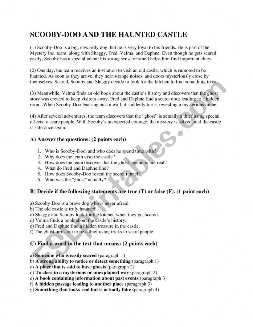 scooby -doo worksheet