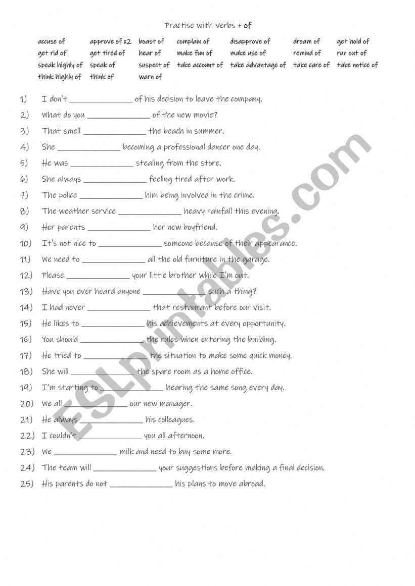 B1-B2 Practise with verbs + of