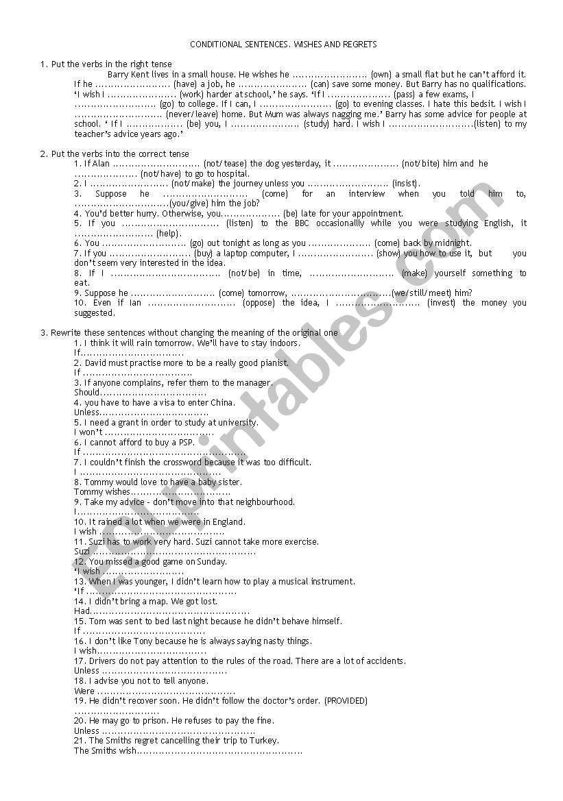 Conditional sentences worksheet